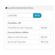 Simulador de Frete na Página do Produto Opencart