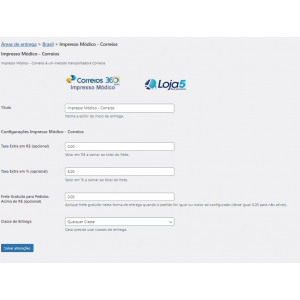 Plugin de Calculo de Frete Correios Impresso Módico para Woocommerce