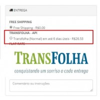 Módulo Transportadora Transfolha API  para Lojas Opencart