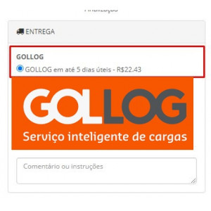 Módulo de Calculo de Frete Gol Gollog API para Lojas Opencart