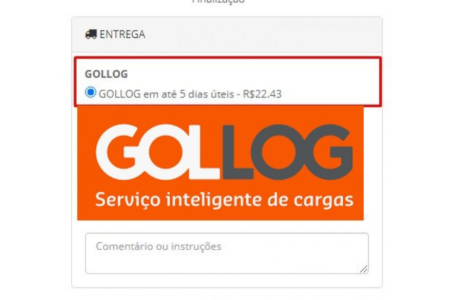 Módulo de Calculo de Frete Gol Gollog API para Lojas Opencart