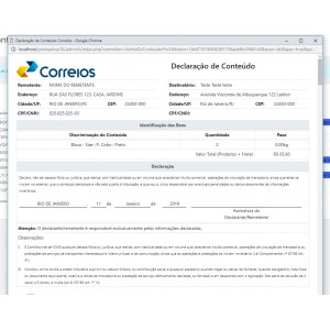 Módulo Declaração de Conteúdo Correios e Jadlog para Prestashop